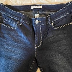 White House Black Market jeans, dark blue, flare leg, low-mid rise